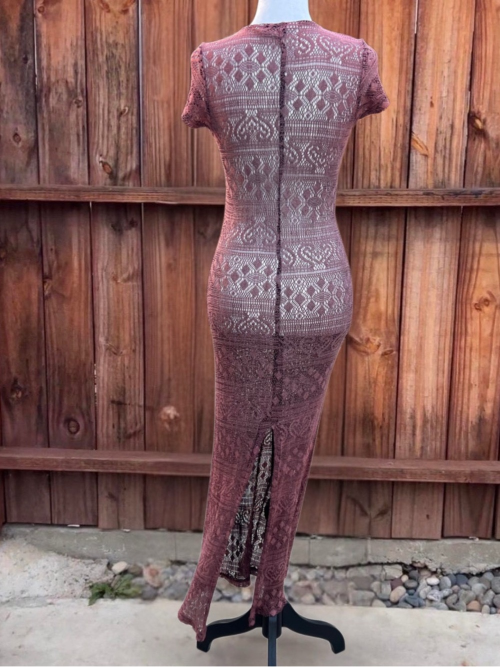 Hourglass 90s Crochet Maxi Dress with Back Slit